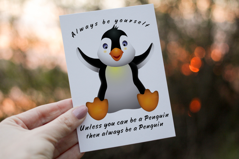 Funny Penguin Birthday Card, Card for Birthday, Greetings Card